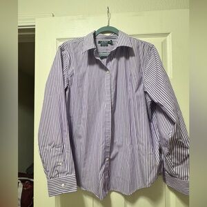 Ralph Lauren Women's Purple Striped Dress Shirt